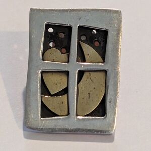Sterling Copper Brass Far Fetched Pin Brooch Moon Stars Heart Window Mixed Metal